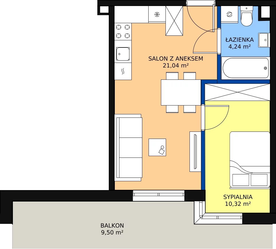 Zalety mieszkania 35.6 m², D22