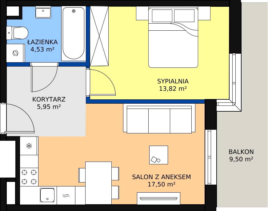 Zalety mieszkania 41.8 m², D23