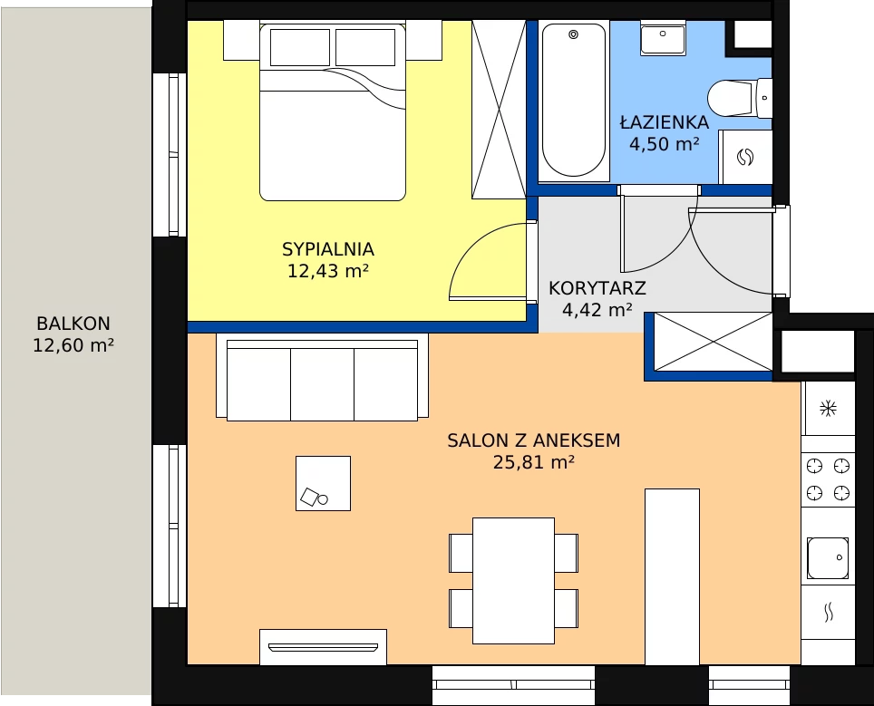 Zalety mieszkania 47.16 m², D25