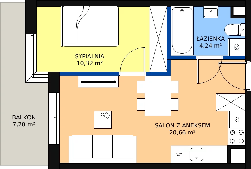 Zalety mieszkania 35.22 m², D39