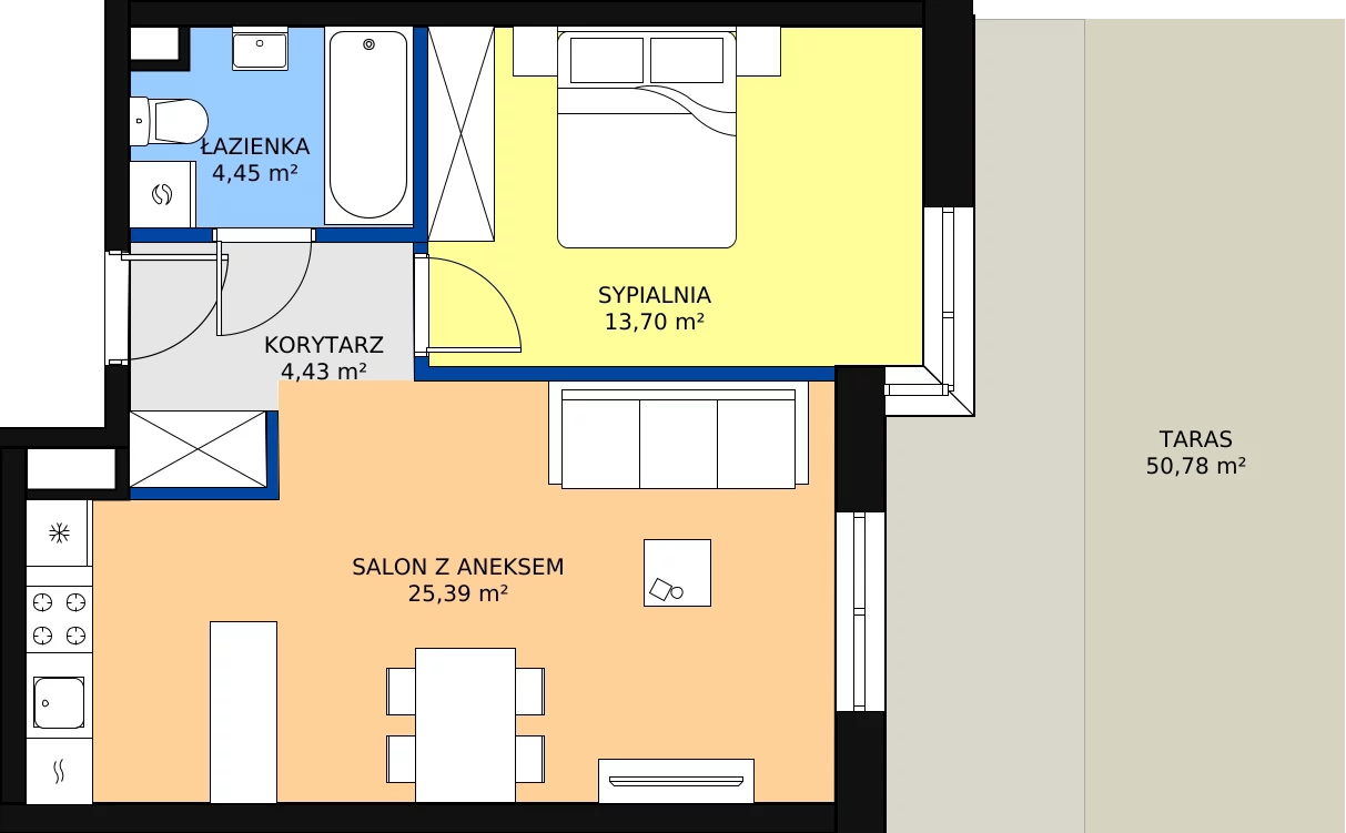 Zalety mieszkania 47.97 m², D45