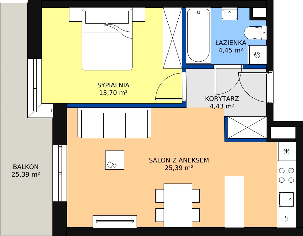 Zalety mieszkania 47.97 m², D46