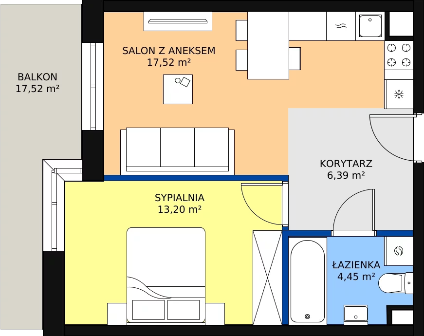 Zalety mieszkania 41.56 m², D47