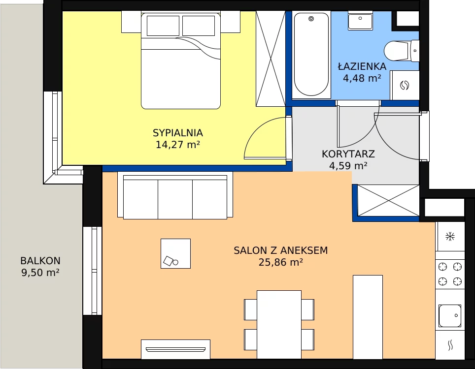 Zalety mieszkania 49.2 m², D61