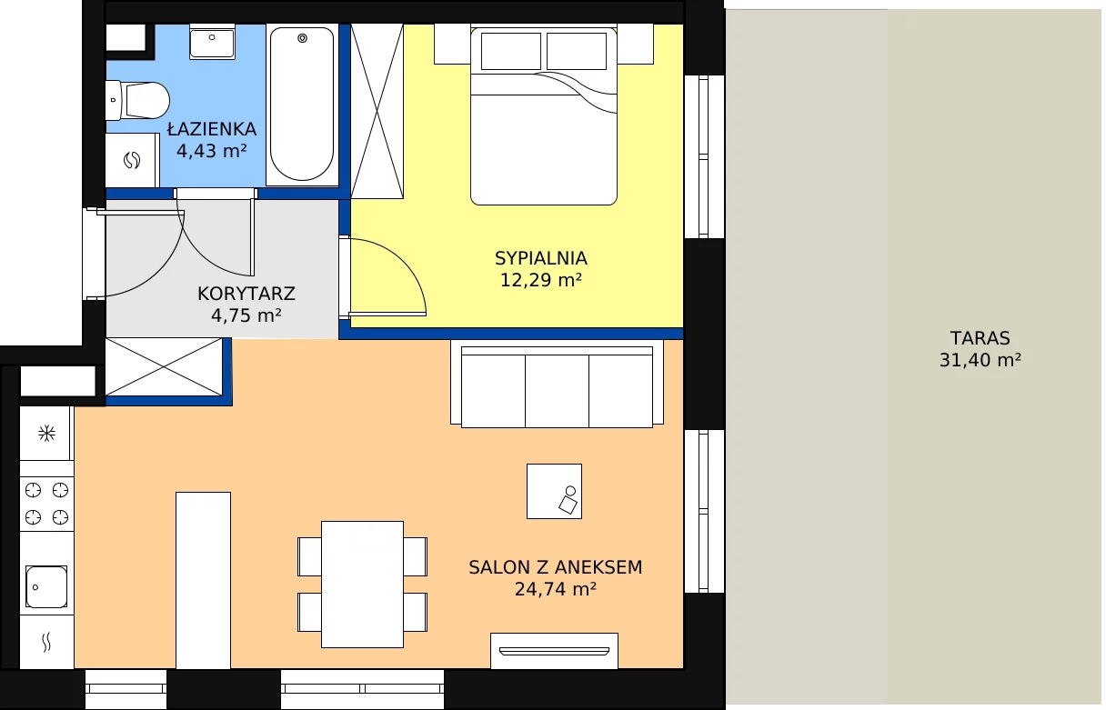Zalety mieszkania 46.21 m², E2
