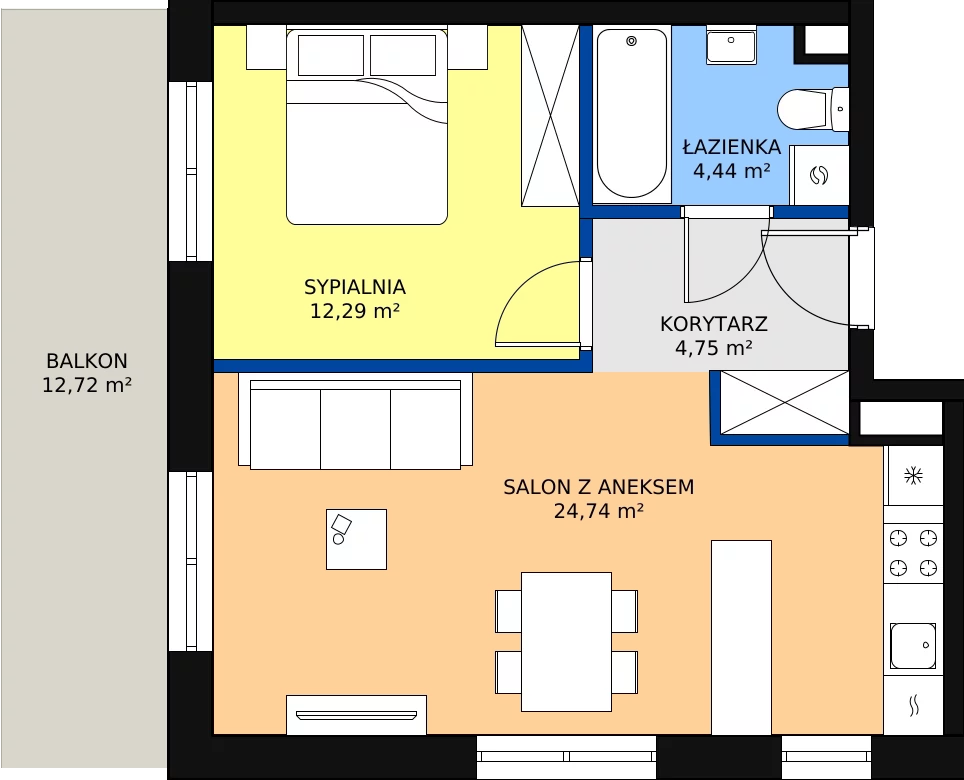 Zalety mieszkania 46.22 m², E3