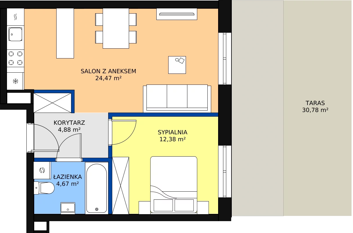 Zalety mieszkania 46.4 m², E7