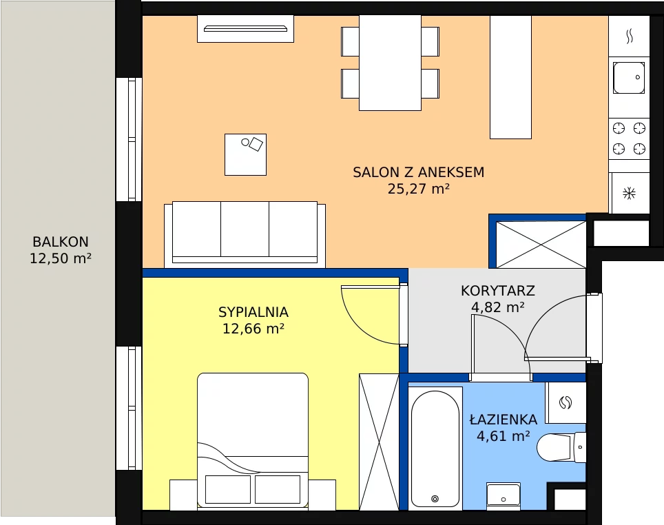 Zalety mieszkania 47.36 m², E13