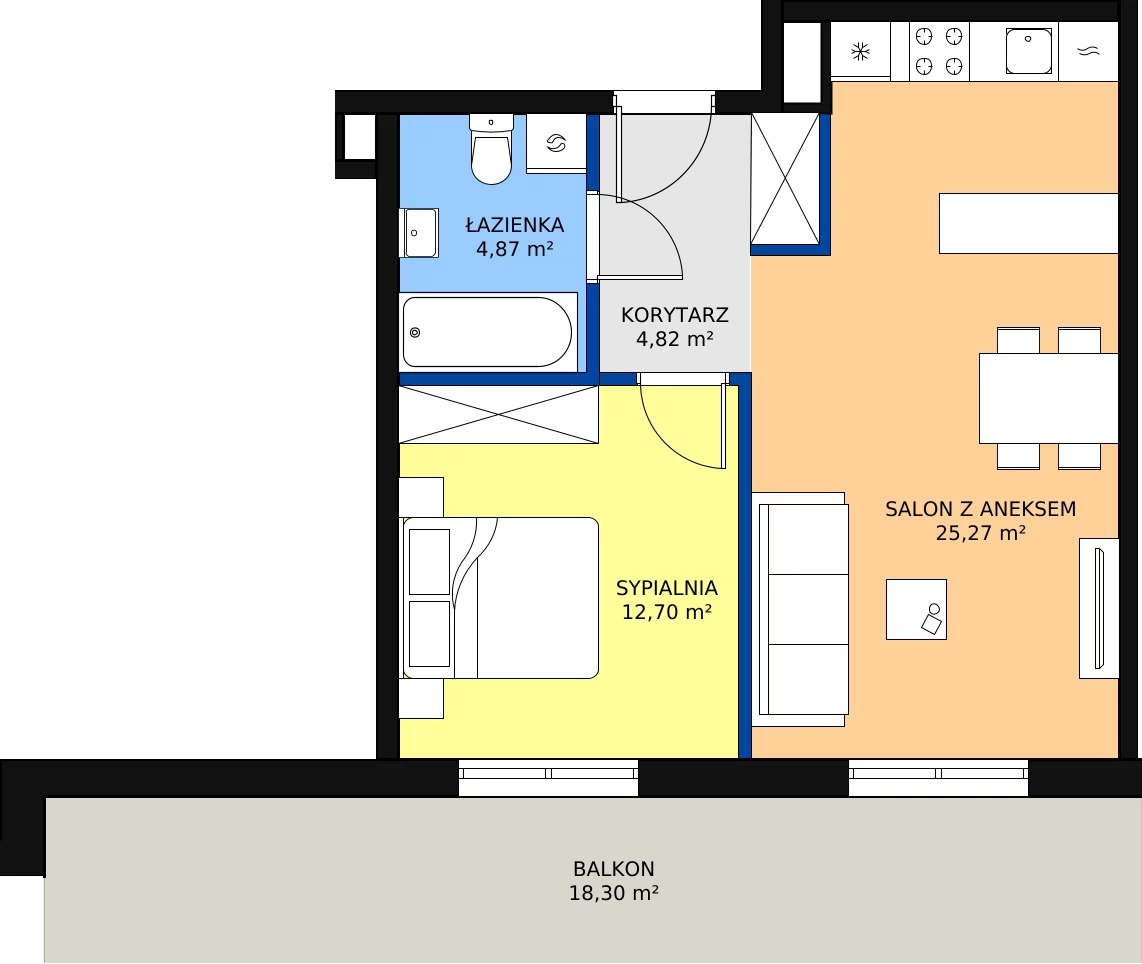 Zalety mieszkania 47.66 m², E14