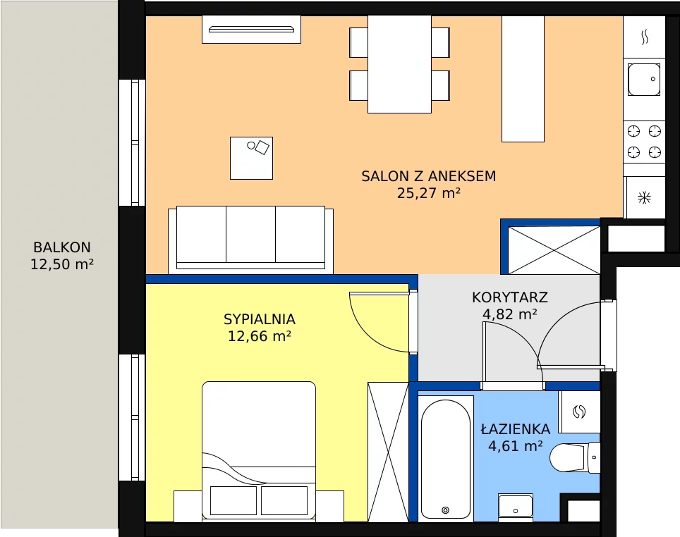Zalety mieszkania 47.36 m², E20
