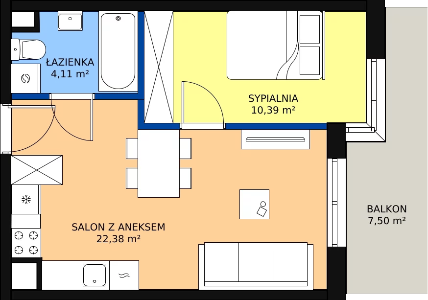 Zalety mieszkania 36.86 m², E22
