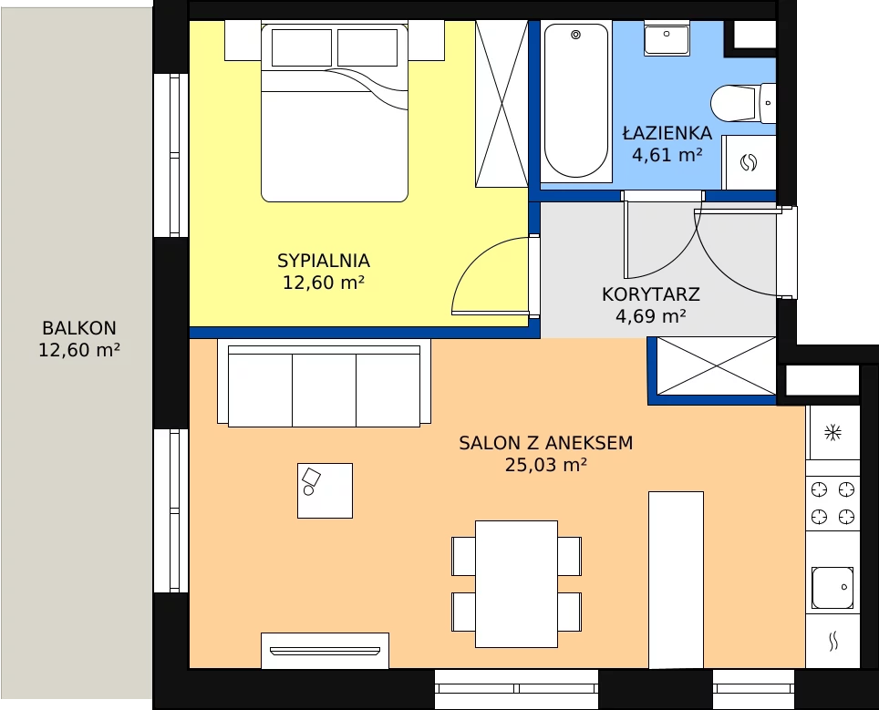 Zalety mieszkania 46.93 m², E24