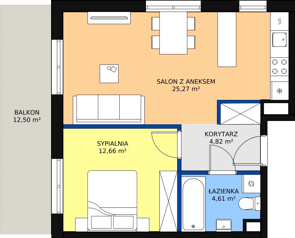 Zalety mieszkania 47.36 m², E27