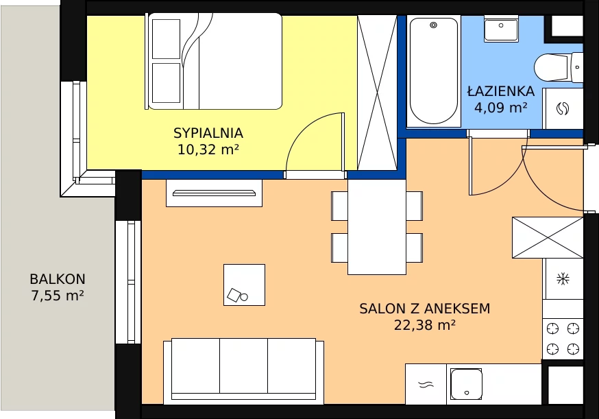 Zalety mieszkania 36.79 m², E32