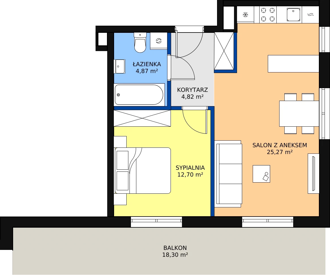 Zalety mieszkania 47.66 m², E42