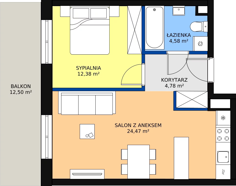 Zalety mieszkania 46.21 m², E44