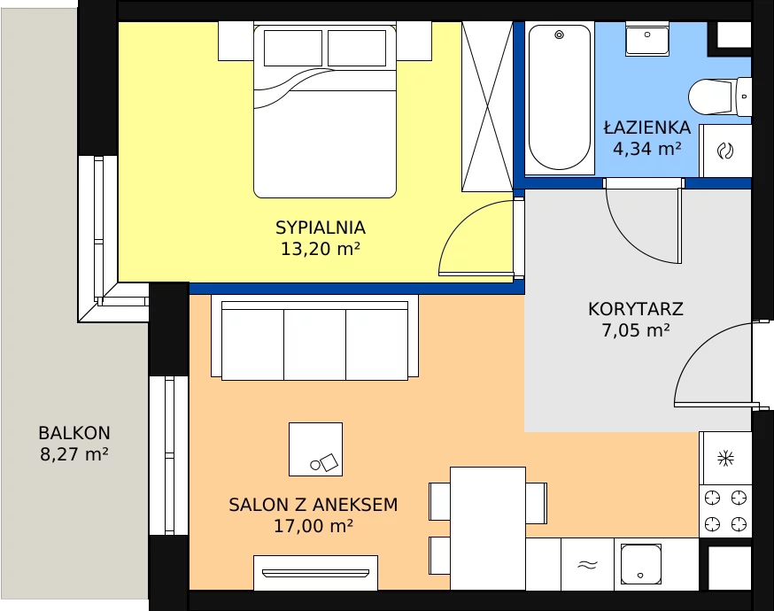 Zalety mieszkania 41.59 m², E45