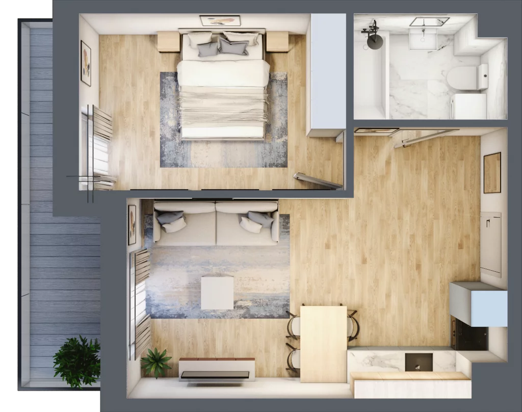 2 pokoje, mieszkanie 41,59 m², parter, oferta nr E45, Ruczaj Korso III, Kraków, Dębniki, Ruczaj, ul. Doktora Jana Piltza 23