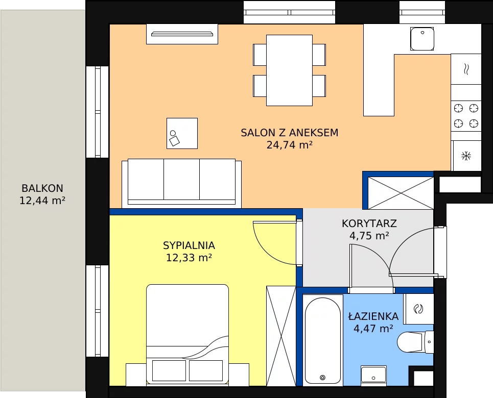 Zalety mieszkania 46.29 m², E47