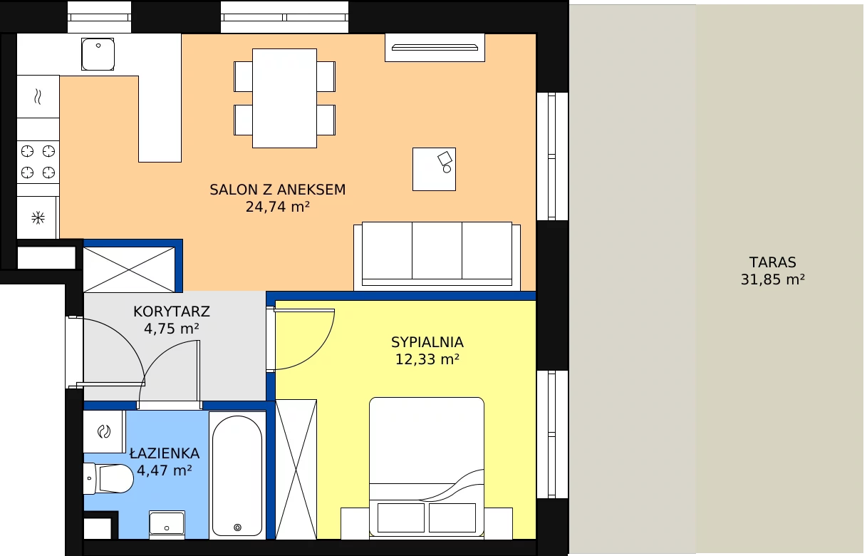 Zalety mieszkania 46.29 m², E48