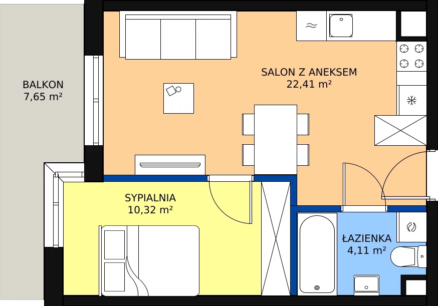 Zalety mieszkania 36.84 m², E60