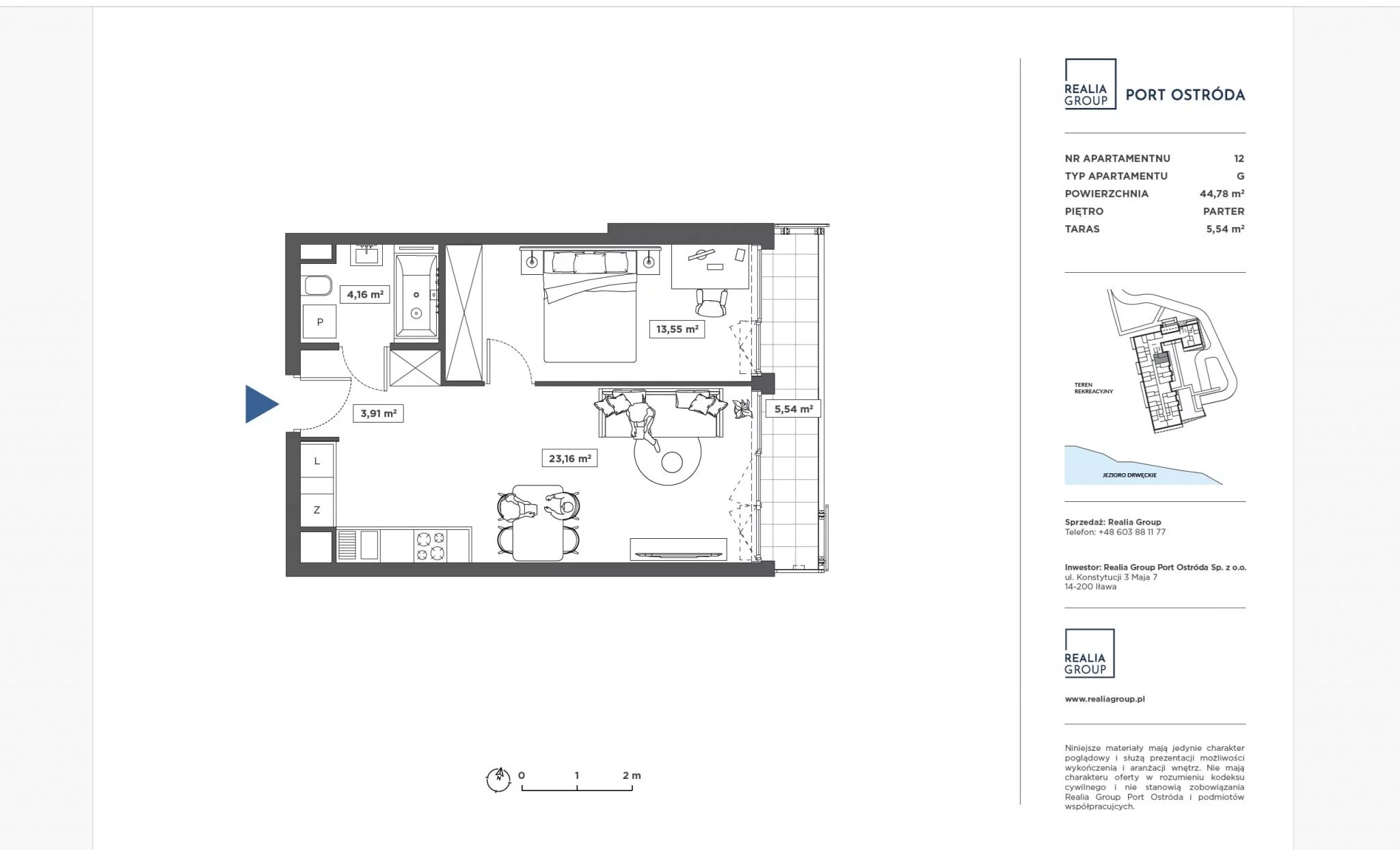 Mieszkanie na sprzedaż, 44,41 m², 2 pokoje, parter, oferta nr 554-9