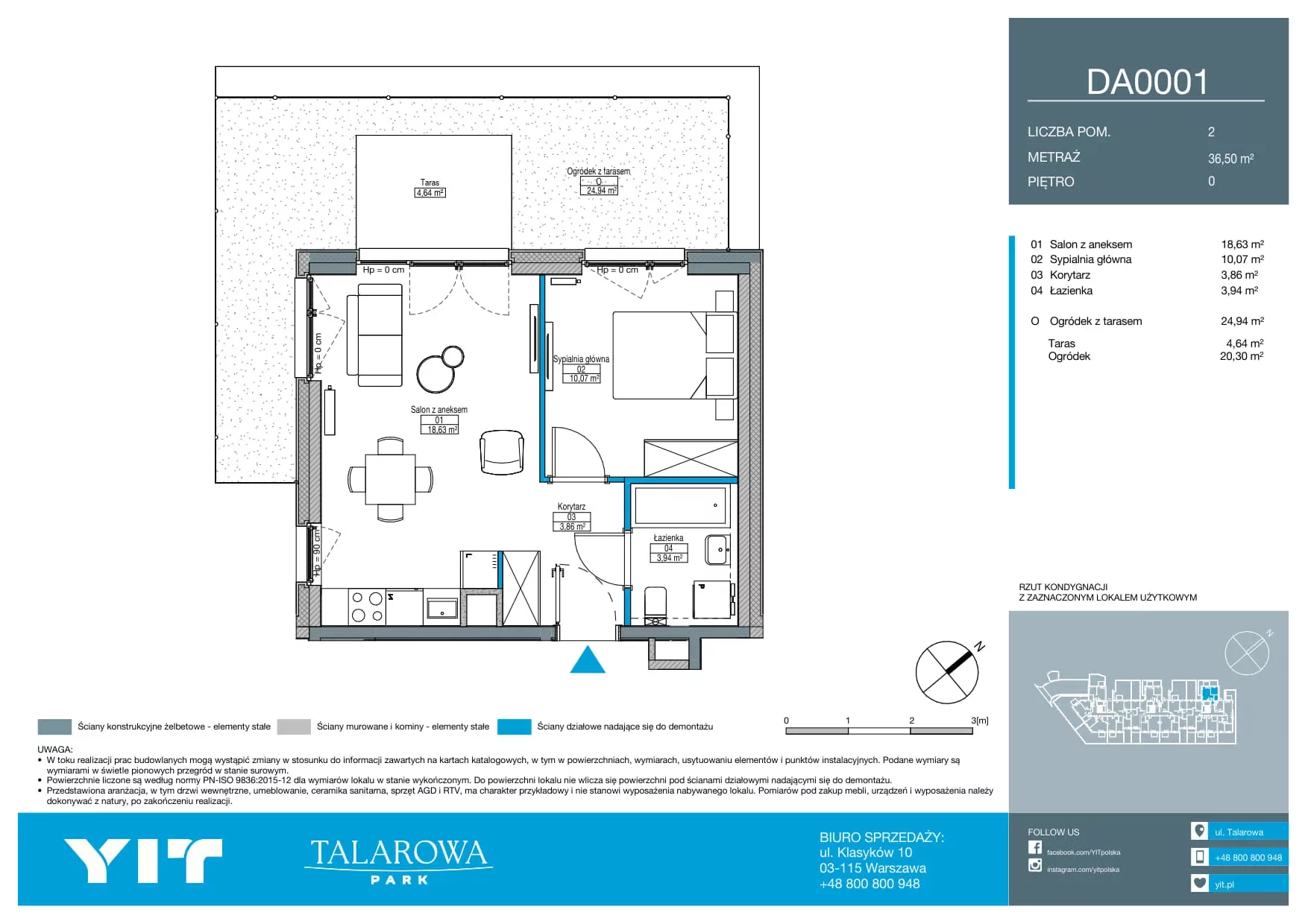 2 pokoje, mieszkanie 36,50 m², parter, oferta nr DA0001, Talarowa Park II, Warszawa, Białołęka, Tarchomin, ul. Talarowa