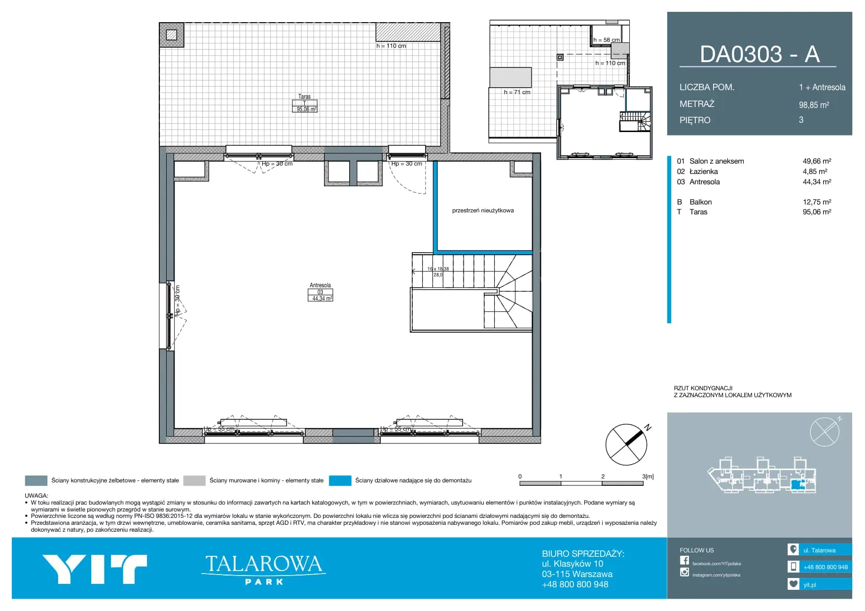 2 pokoje, mieszkanie 98,85 m², piętro 3, oferta nr DA0303, Talarowa Park II, Warszawa, Białołęka, Tarchomin, ul. Talarowa