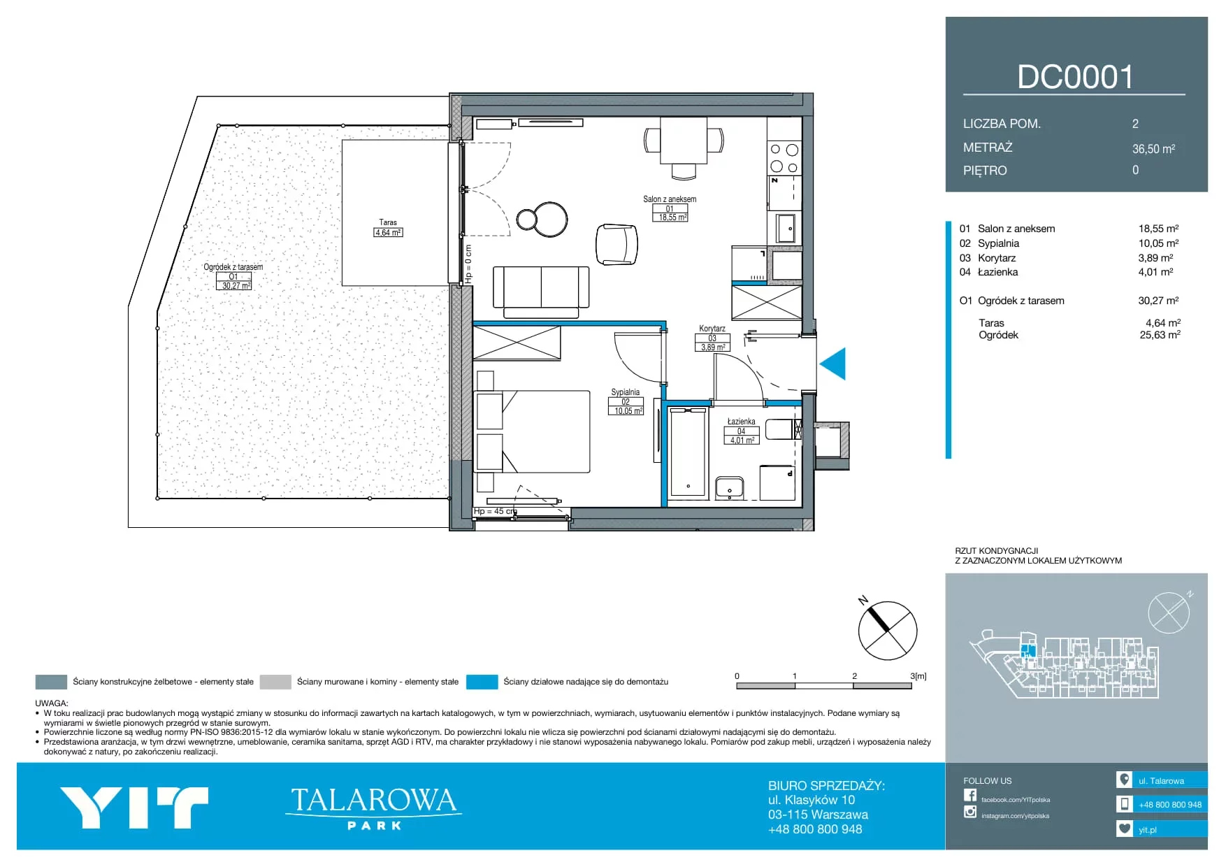 2 pokoje, mieszkanie 36,50 m², parter, oferta nr DC0001, Talarowa Park II, Warszawa, Białołęka, Tarchomin, ul. Talarowa