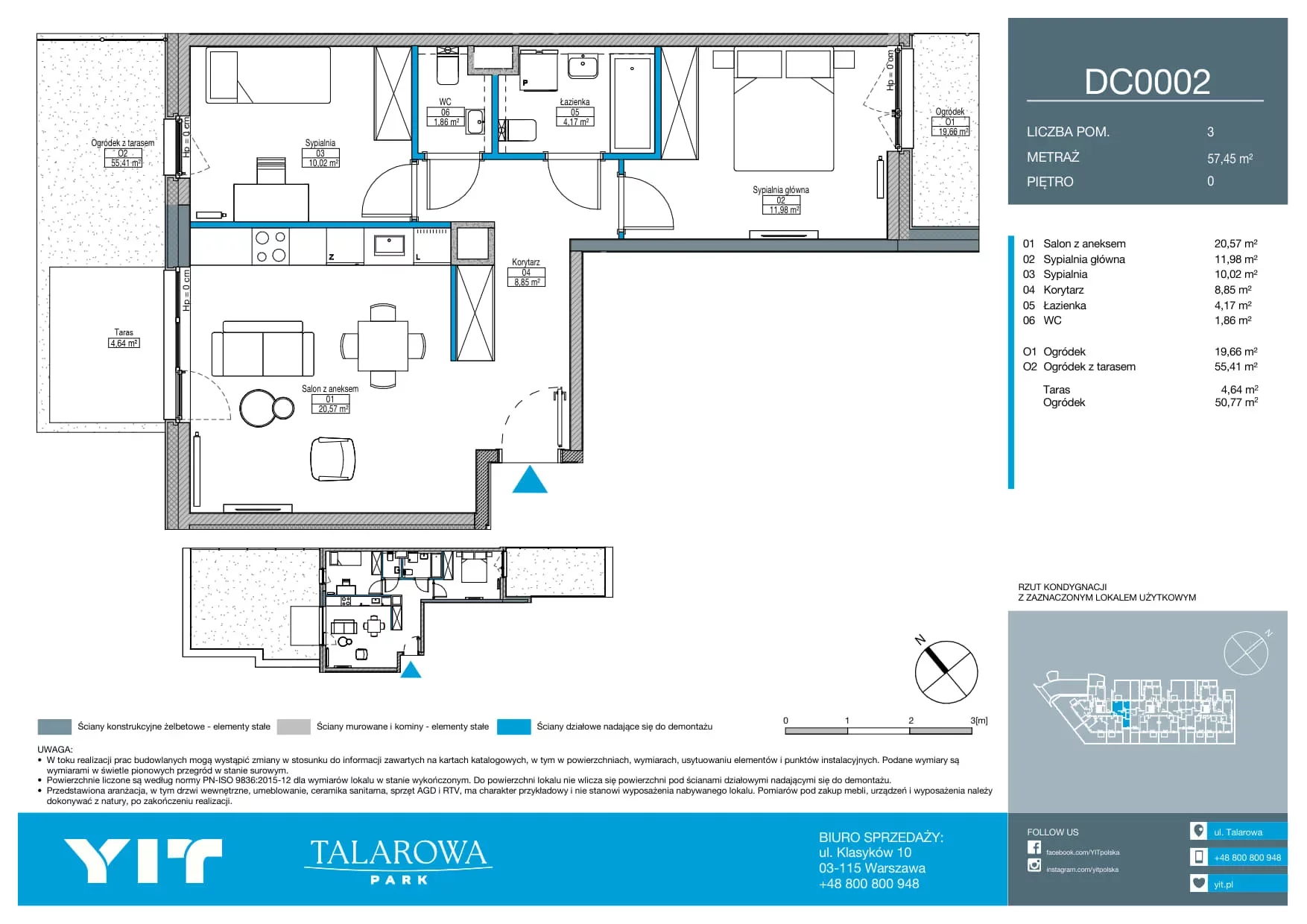 3 pokoje, mieszkanie 57,45 m², parter, oferta nr DC0002, Talarowa Park II, Warszawa, Białołęka, Tarchomin, ul. Talarowa