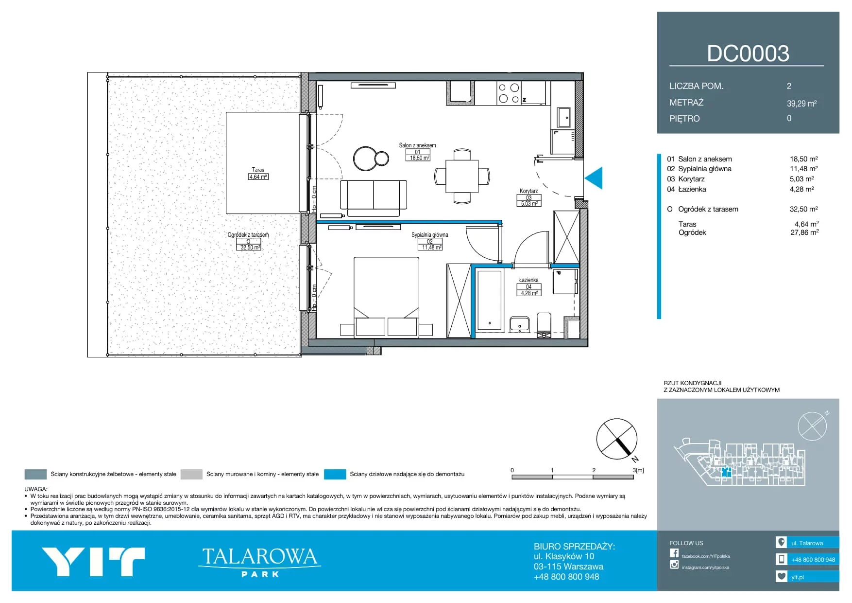 2 pokoje, mieszkanie 39,29 m², parter, oferta nr DC0003, Talarowa Park II, Warszawa, Białołęka, Tarchomin, ul. Talarowa