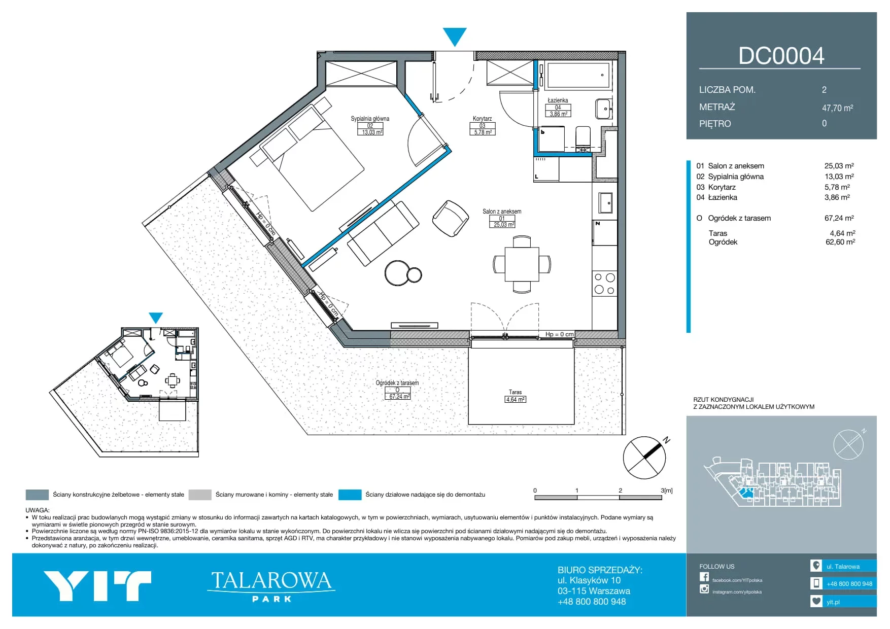 2 pokoje, mieszkanie 47,70 m², parter, oferta nr DC0004, Talarowa Park II, Warszawa, Białołęka, Tarchomin, ul. Talarowa