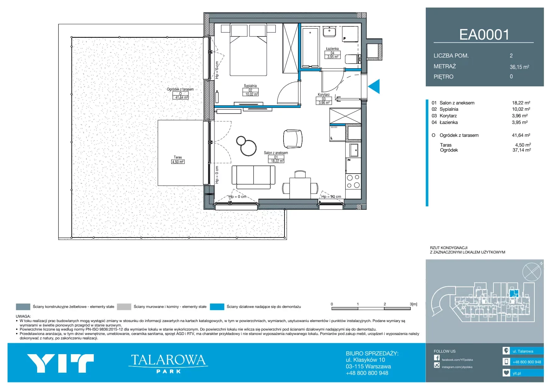 2 pokoje, mieszkanie 36,15 m², parter, oferta nr EA0001, Talarowa Park II, Warszawa, Białołęka, Tarchomin, ul. Talarowa