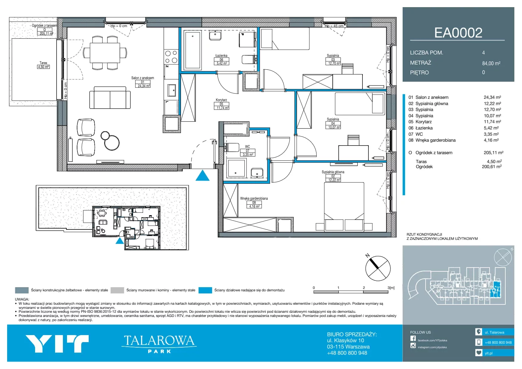 4 pokoje, mieszkanie 84,00 m², parter, oferta nr EA0002, Talarowa Park II, Warszawa, Białołęka, Tarchomin, ul. Talarowa