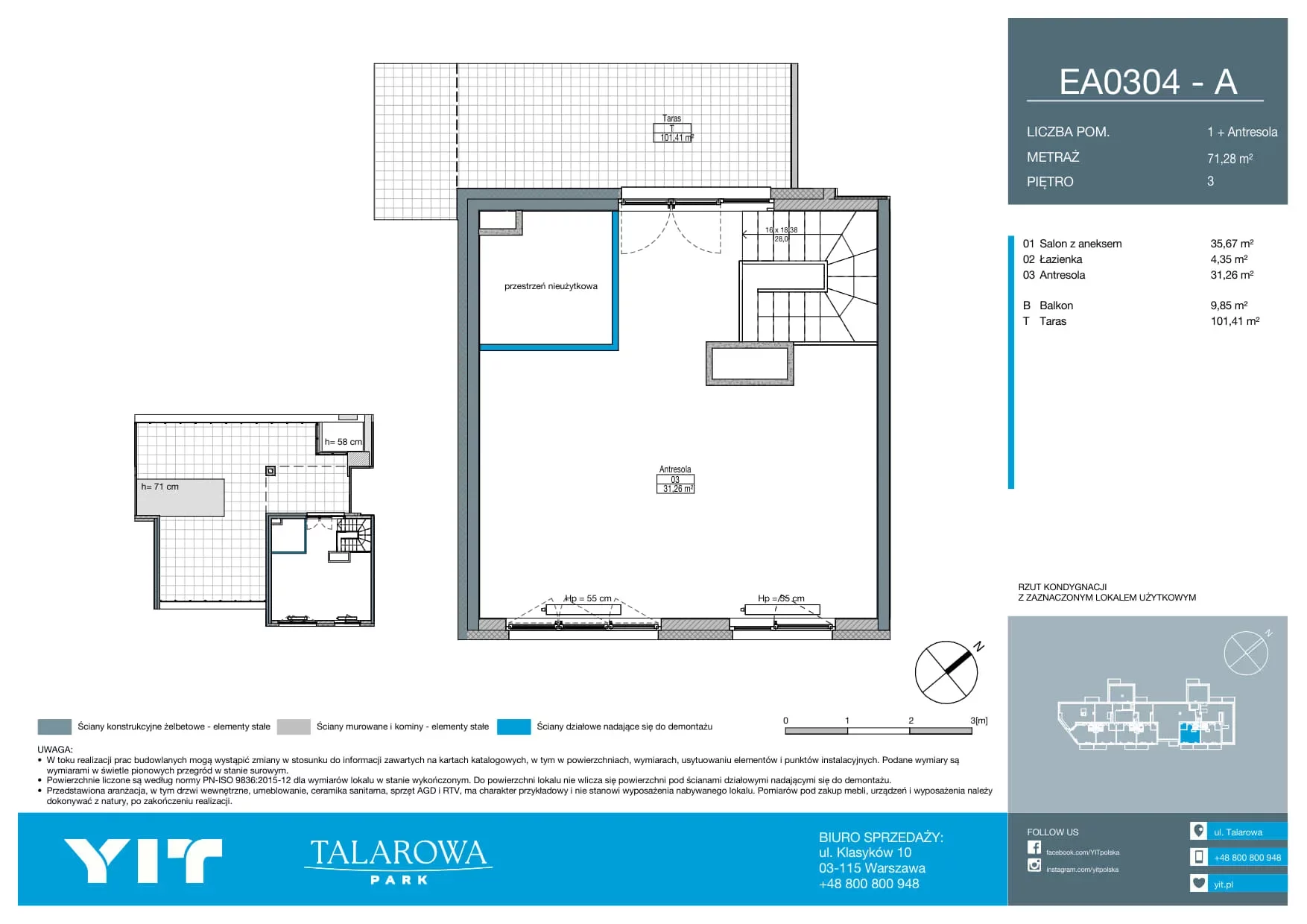 2 pokoje, mieszkanie 71,28 m², piętro 3, oferta nr EA0304, Talarowa Park II, Warszawa, Białołęka, Tarchomin, ul. Talarowa