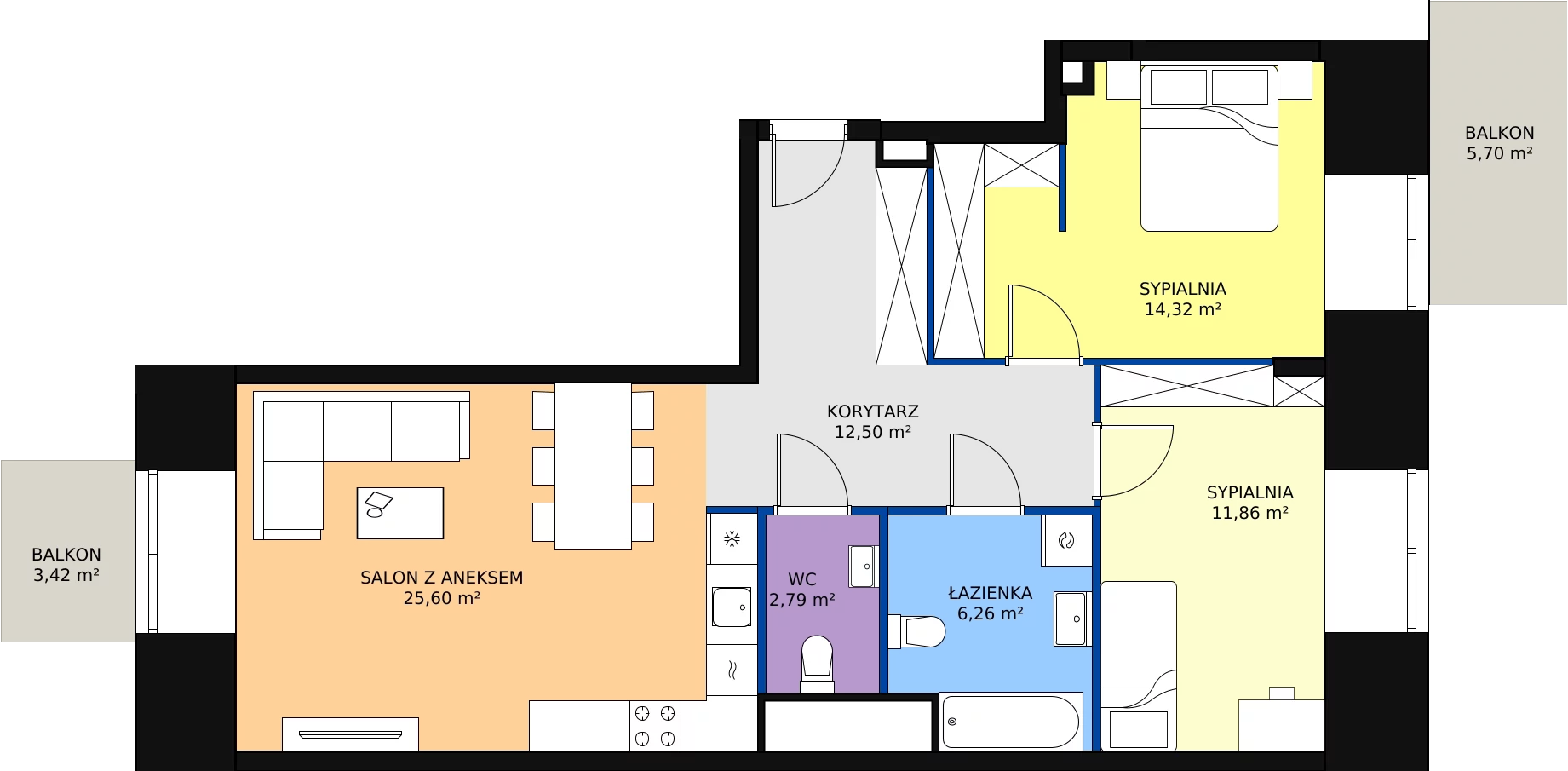 Zalety mieszkania 73.33 m², E.2.1.01