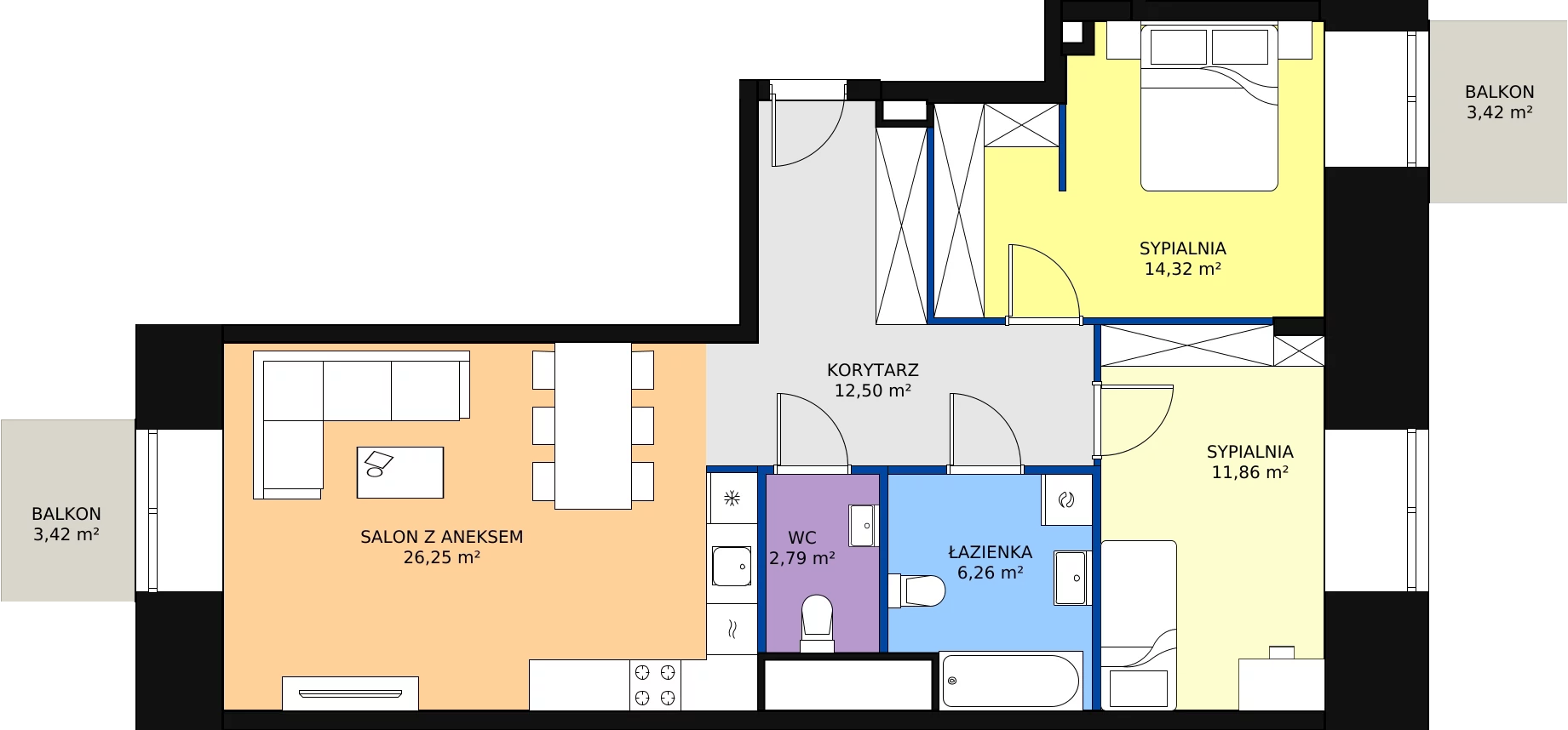 Zalety mieszkania 75.29 m², E.2.2.01