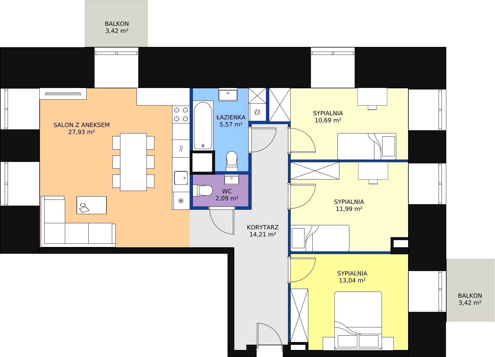 Zalety mieszkania 85.94 m², E.2.2.04