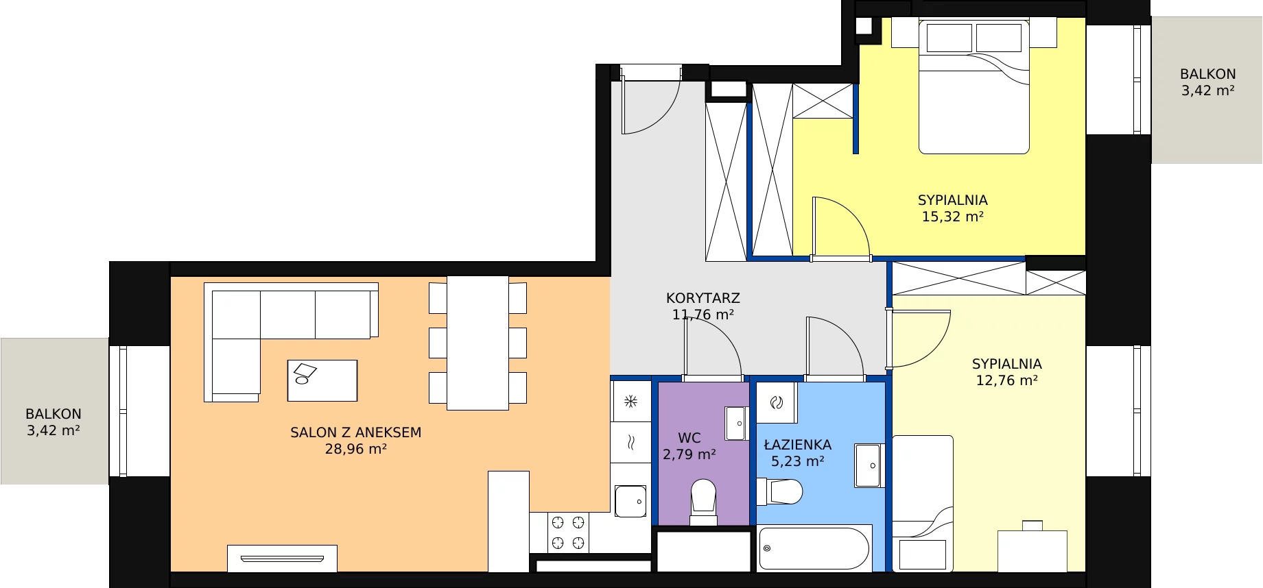 Zalety mieszkania 76.82 m², E.2.3.01