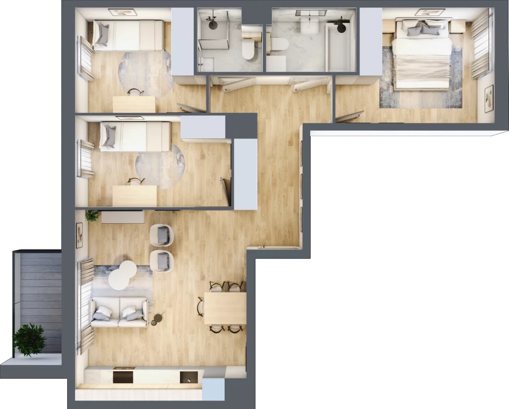 4 pokoje, mieszkanie 70,85 m², piętro 1, oferta nr CC0102, Talarowa Park, Warszawa, Białołęka, Tarchomin, ul. Talarowa