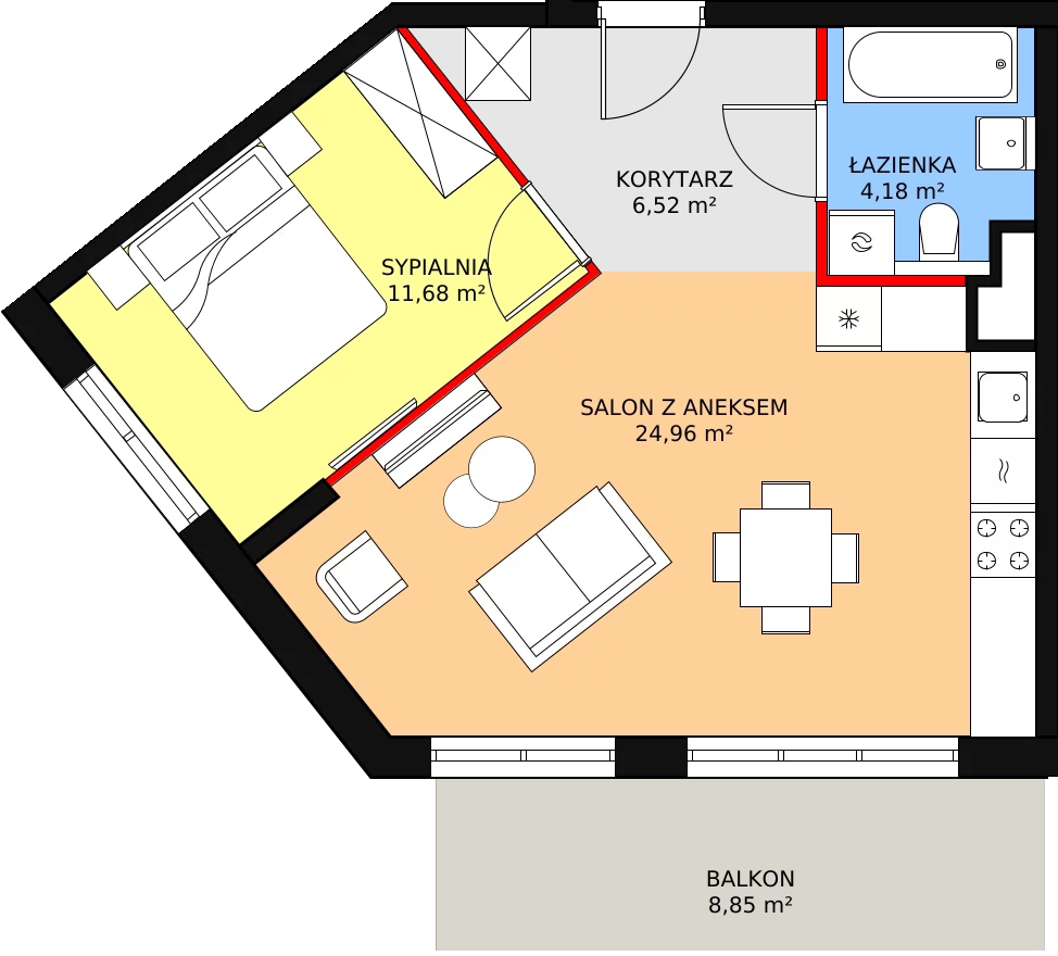 Zalety mieszkania 47.34 m², CD0105