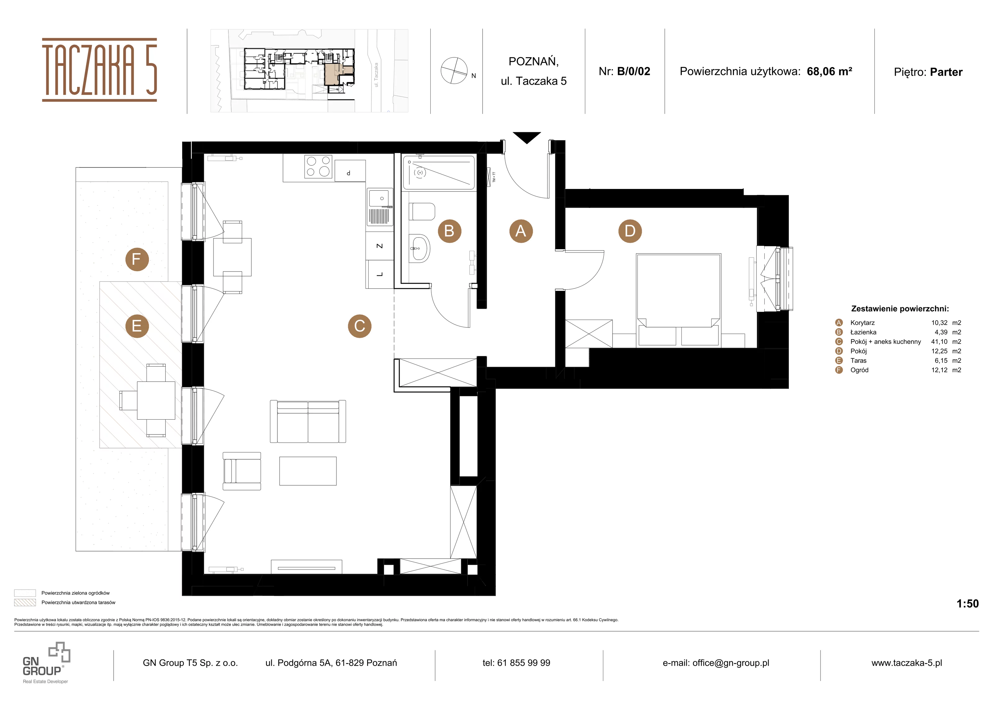 Apartament 68,06 m², parter, oferta nr B/0/02, Taczaka 5, Poznań, Stare Miasto, Stare Miasto, ul. Stanisława Taczaka 5