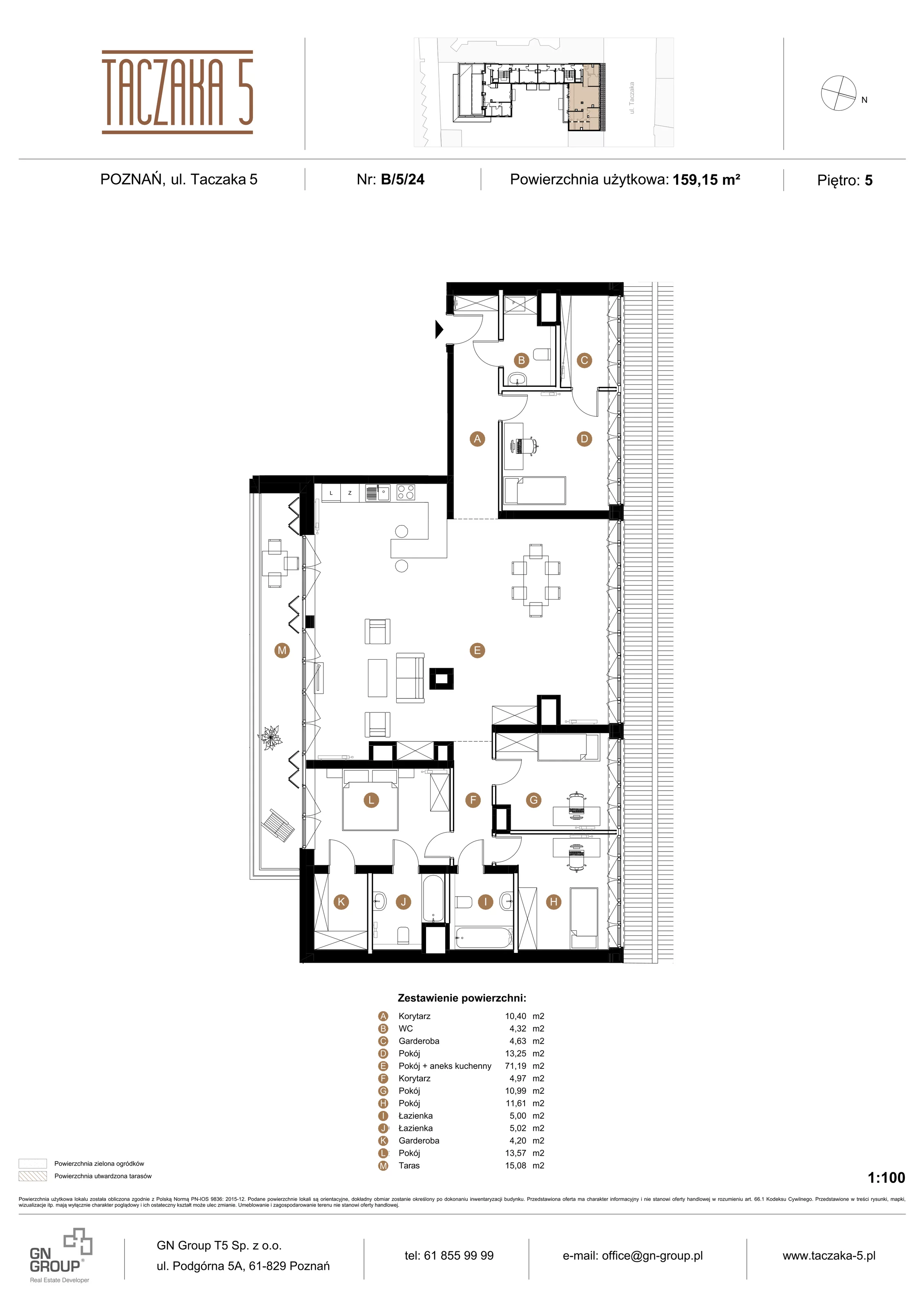 5 pokoi, apartament 159,15 m², piętro 5, oferta nr B/5/24, Taczaka 5, Poznań, Stare Miasto, Stare Miasto, ul. Stanisława Taczaka 5