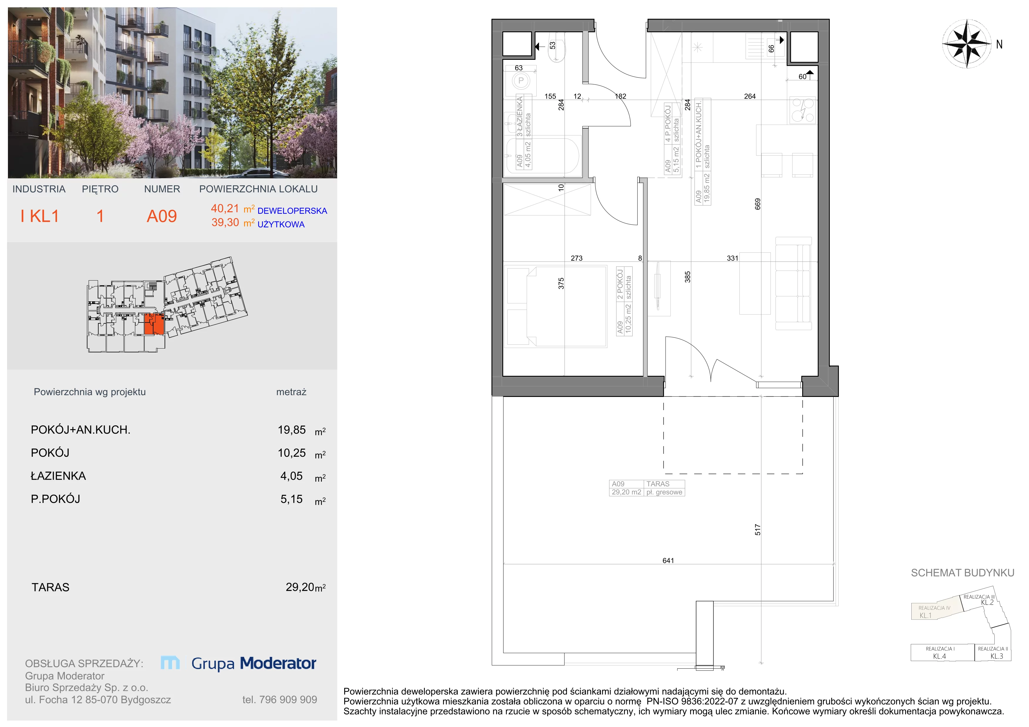 2 pokoje, mieszkanie 39,30 m², piętro 1, oferta nr I-A9, Industria II, Bydgoszcz, Bocianowo, ul. Rycerska 22