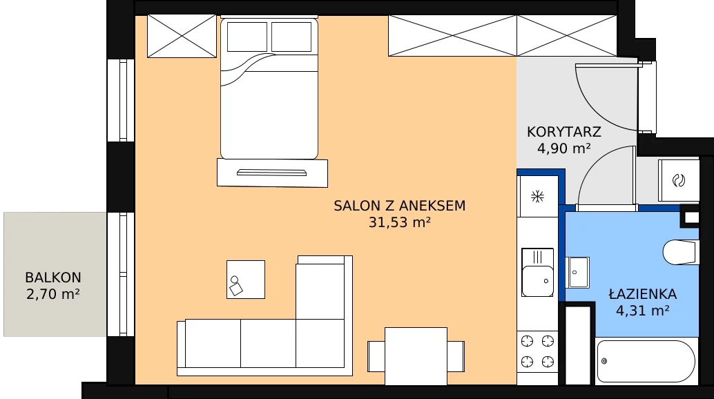 Zalety mieszkania 40.74 m², I-C4