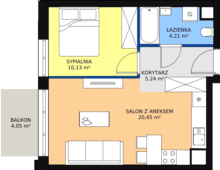 Zalety mieszkania 40.03 m², I-C16