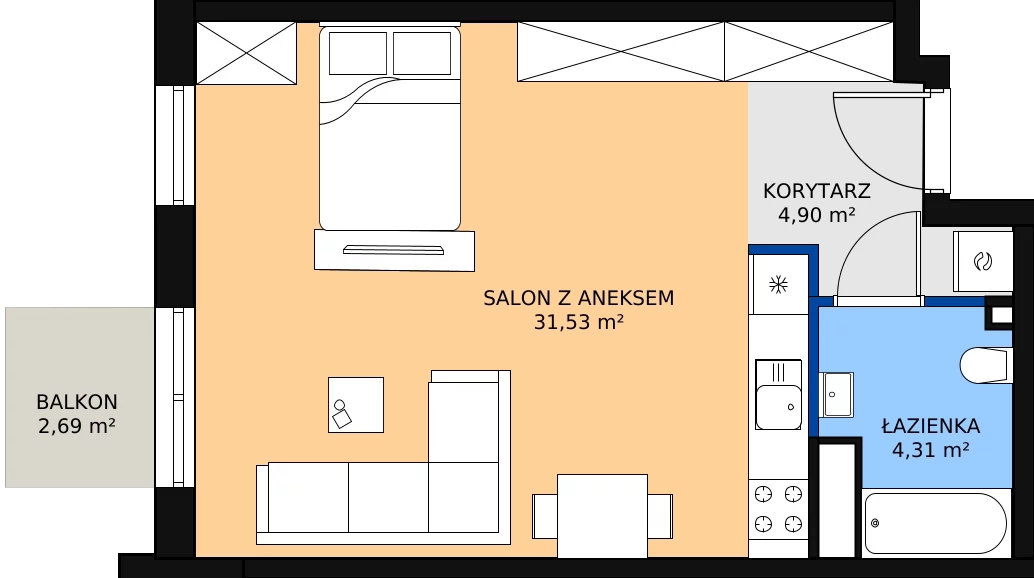 Zalety mieszkania 40.74 m², I-C20