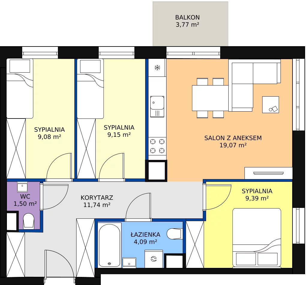 Zalety mieszkania 64.02 m², I-C25