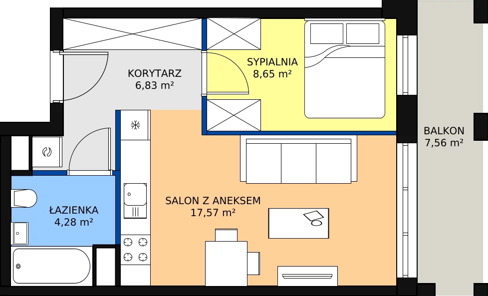 Zalety mieszkania 37.33 m², I-C29