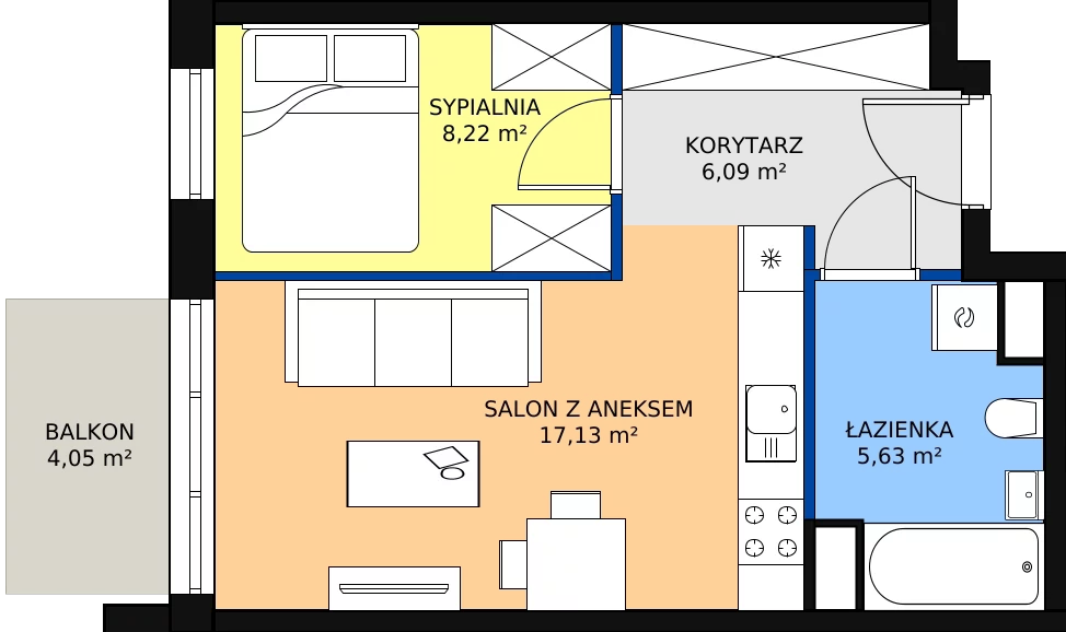 Zalety mieszkania 37.07 m², I-C30